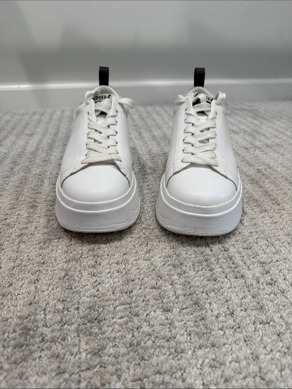 ASH White Platform Sneakers with Black Heel Tab